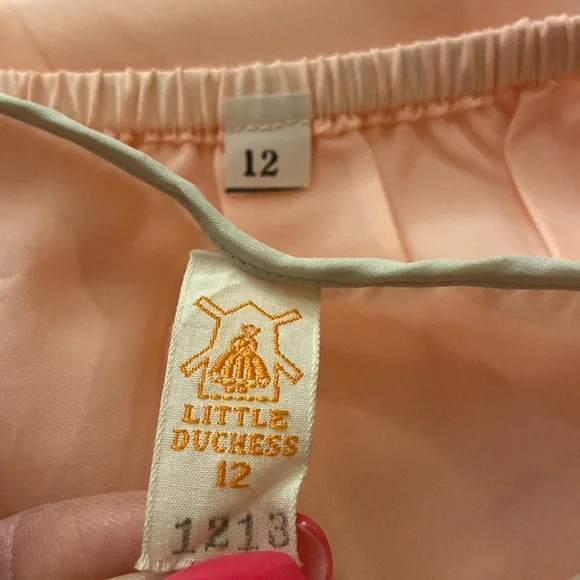 Vintage Little Duchess lounge pj set peach silk small crop pant high rise - Picture 10 of 12